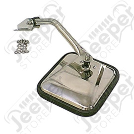 Door Mirror Kit, Left, Head/Arm, CJ-Style, Chrome; 55-86 Jeep CJ