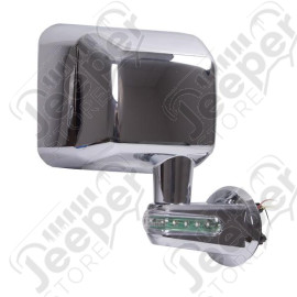 Door Mirror, Right, LED Turn Signal, Chrome; 07-18 Jeep Wrangler JK