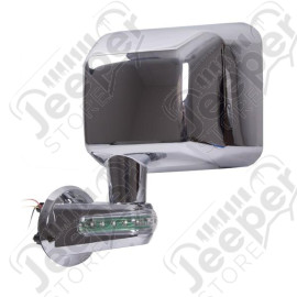 Door Mirror, Left, LED Turn Signal, Chrome; 07-18 Jeep Wrangler JK