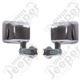 Door Mirror Kit, LED Turn Signals, Chrome; 07-18 Jeep Wrangler JK