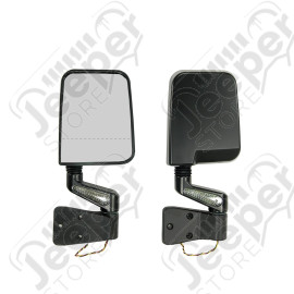 Door Mirror Kit, LED Turn Signal, Dual Focus, Black; 87-02 Wrangler