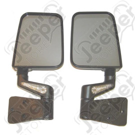 Door Mirror Kit, LED Turn Signals, Heated, Black; 87-02 Wrangler YJ/TJ