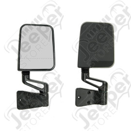 Door Mirror Kit, Dual Focus, Black; 87-02 Jeep Wrangler YJ/TJ