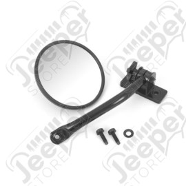 Quick Release Mirror, Round, Black; 97-18 Wrangler TJ/LJ/JK/JKU