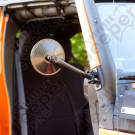 Quick Release Mirror, Round, Black; 97-18 Wrangler TJ/LJ/JK/JKU