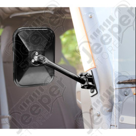 Quick Release Mirror Kit, Rectangular, Black; 97-18 Wrangler TJ/JK