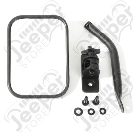 Quick Release Mirror, Rectangular, Textured Black; 97-18 Wrangler