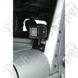 Light Mount Bracket Kit, Windshield, Textured Black; 07-18 Wrangler JK