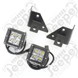 Light Kit, Windshield Mounted, Square, Black; 76-95 Jeep CJ/YJ