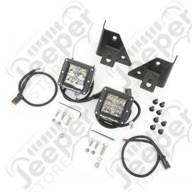 Light Kit, Windshield Mounted, Square, Black; 76-95 Jeep CJ/YJ