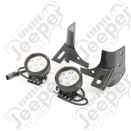 Light Kit, Windshield Mounted, Round, Black; 97-06 Wrangler TJ