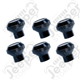 Dash Knob Kit, Billet Stainless Steel, Black; 76-86 Jeep CJ