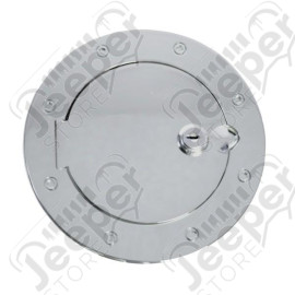 Gas Cap Door, Locking, Stainless Steel; 07-18 Jeep Wrangler JK