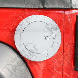 Gas Cap Door, Locking, Stainless Steel; 07-18 Jeep Wrangler JK