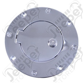 Gas Cap Door, Locking, Stainless Steel; 97-06 Jeep Wrangler TJ