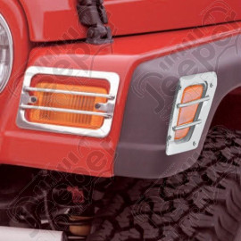 Euro Guard Kit, Side Marker/Turn Signal, Stainless; 97-06 Wrangler TJ