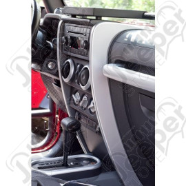 Dashboard Accents, Center, Brushed Silver; 07-10 Jeep Wrangler JK