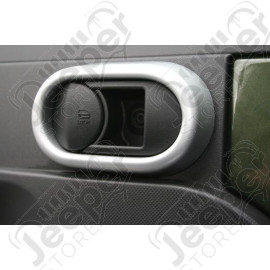 Door Handle Trim, Interior, Brushed Silver; 07-10 Jeep Wrangler JK