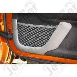 Door Net Trim, Front Row, Brushed Silver; 11-18 Jeep Wrangler JK