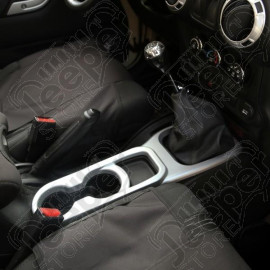 Cup Holder Trim, Center Console, Brushed Silver, Manual; 11-18 JK