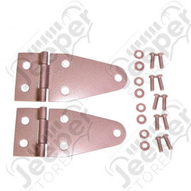 Hood Hinge Kit, Satin Stainless Steel; 76-95 Jeep CJ/Wrangler YJ