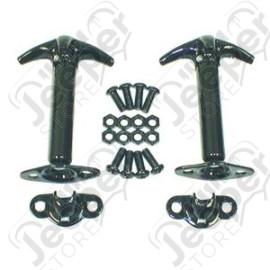 Hood Catch Kit, Black; 41-95 Jeep CJ/Wrangler YJ