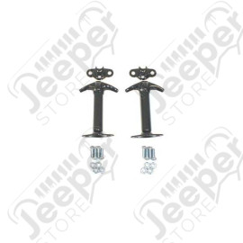 Windshield Hood Catch Kit, Black; 46-63 Willys/Jeep CJ