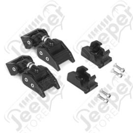Hood Catch Kit, Black Aluminum; 97-06 Jeep Wrangler TJ