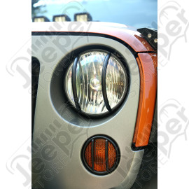 Euro Guard Kit, Headlight, Textured Black; 07-18 Jeep Wrangler JK