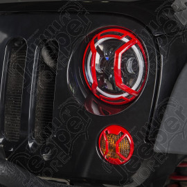 Elite Euro Guard Kit, Headlight, Red; 07-18 Jeep Wrangler JK/JKU