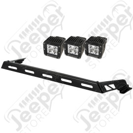 Light Bar Kit, Hood Mounted, 3 Square; 07-18 Jeep Wrangler JK
