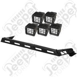 Light Bar Kit, Hood Mounted, 5 Square; 07-18 Jeep Wrangler JK