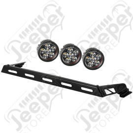 Light Bar Kit, Hood Mounted, 3 Round; 07-18 Jeep Wrangler JK
