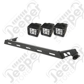 Light Bar Kit, Hood Mounted, Textured Black, 3 Square; 07-18 Wrangler