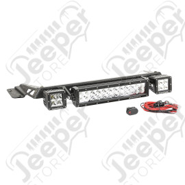 Light Bar Kit, Hood Mounted, Black, 2 Cube/13.5 Light Bar; 97-06 TJ