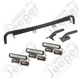 Light Bar Kit, Windshield Mounted, 13.5 Inch Combo; 97-06 Wrangler TJ
