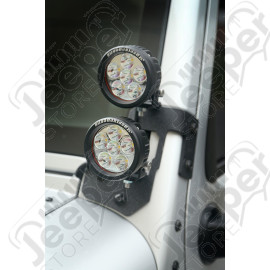 Light Mount, A Pillar, Textured Black; 07-18 Jeep Wrangler JK