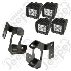 Light Mount Kit, A-Pillar, Semi-Gloss Black, Square LED; 07-18 JK/JKU