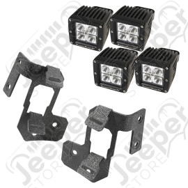 Light Mount Kit, A-Pillar, Textured Black, Square LED; 07-18 Wrangler