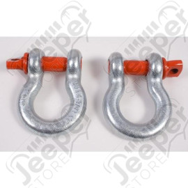 D-Ring Shackle Kit, 3/4 inch, Silver with Red pin, Steel, Pair