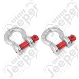 D-Ring Shackle Kit, 7/8 inch, Silver with Red pin, Steel, Pair