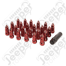 Wheel Lug Nut Kit, Bullet Style, Red, 23pc, 1/2-20
