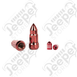 Wheel Lug Nut/Valve Stem Cap Kit, Bullet Style, Red, 1/2-20