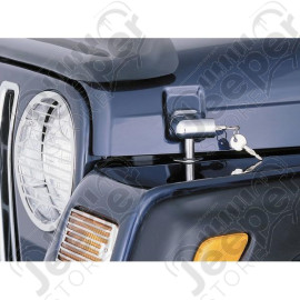 Hood Catch Kit, Locking, Chrome; 97-06 Jeep Wrangler TJ