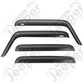 Window Visor Kit, Carbon Fiber Finish; 07-18 Jeep Wrangler JK, 4 Door