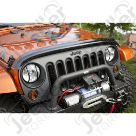 Hood Bug Deflector, Wraparound, Smoke; 07-18 Jeep Wrangler JK