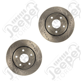 Brake Rotor Kit, Front, Drilled and Slotted; 07-18 Wrangler JK/JKU