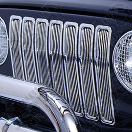 Grille Insert, Billet Style, Chrome; 97-06 Jeep Wrangler TJ