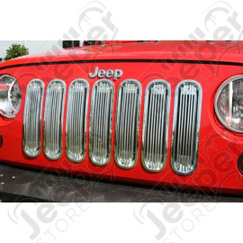 Grille Insert, Billet Style, Polished Aluminum; 07-18 Jeep Wrangler JK