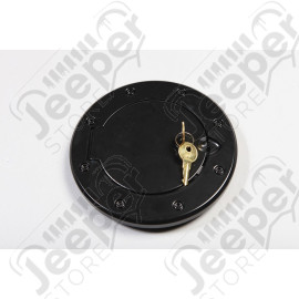 Gas Cap Door, Locking, Black Aluminum; 07-18 Jeep Wrangler JK